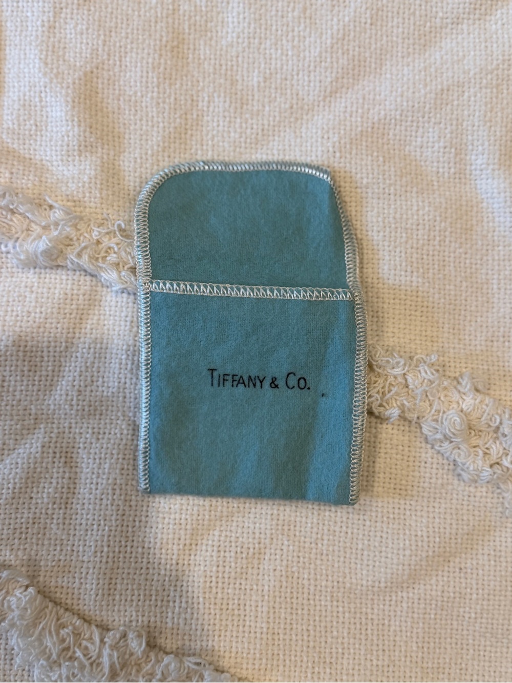 Vintage Tiffany & Co. robin's-egg blue suede key/card pouch